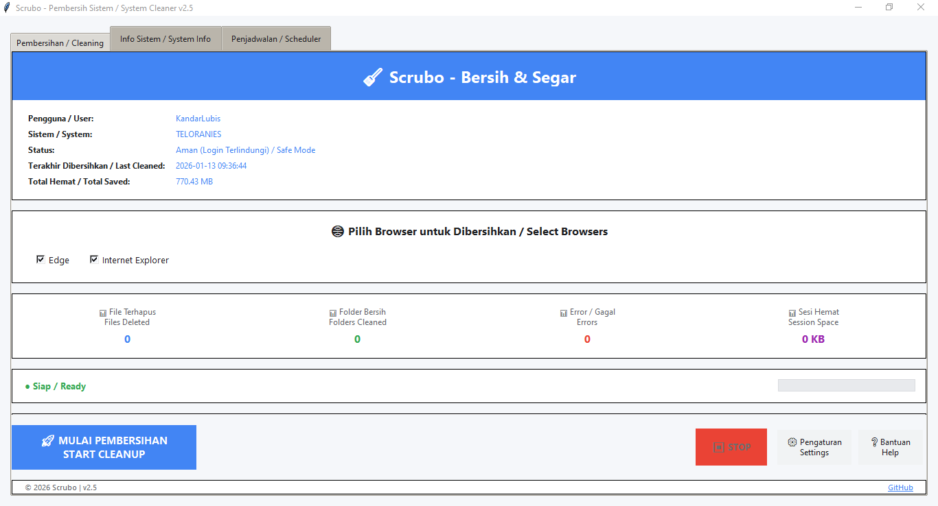 Preview proyek Studi Kasus: WinClearCache Tool - DarkMatter